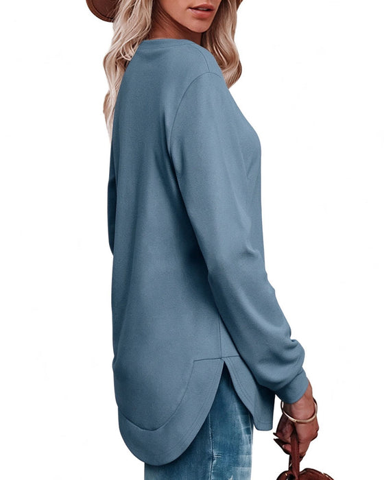 Sweatshirt Ronde Hals Gebogen Zoom Effen