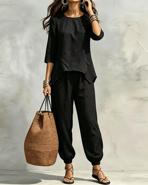 Set Onregelmatige Blouse En Joggerbroek