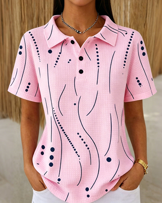Blouse Polo Kraag Lijn Knoop