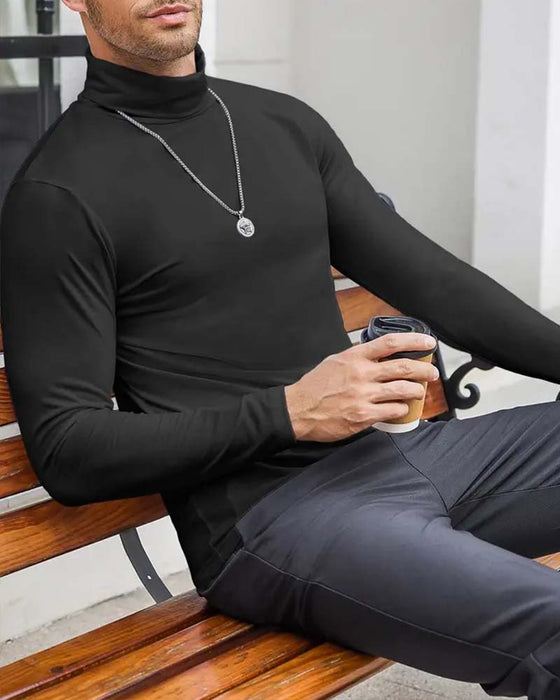 Blouse Hoge Hals Slim Fit Effen Heren