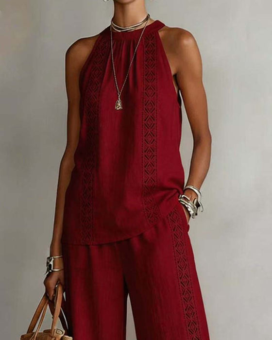 Tweedelig Set Hollow Out Halter