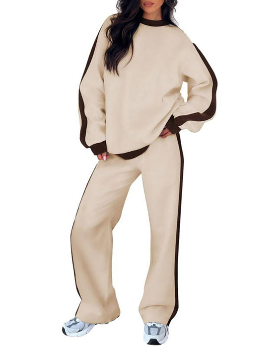Set Zij Kleurblok Ronde Hals Sweatshirt