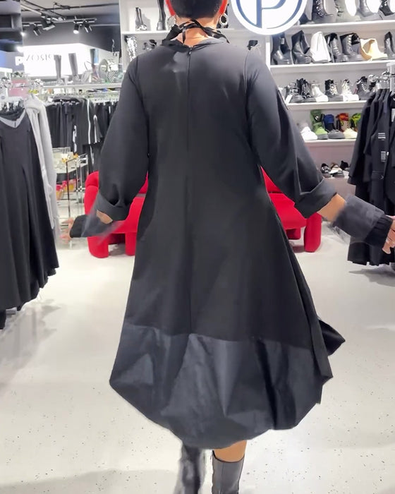 Jurk effen kleur modieus patchwork