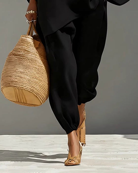 Set V-Hals Ontspannen Mouw Casual