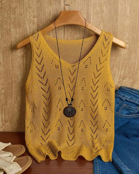 Pullover V-Hals Uitsnede Mouwloos