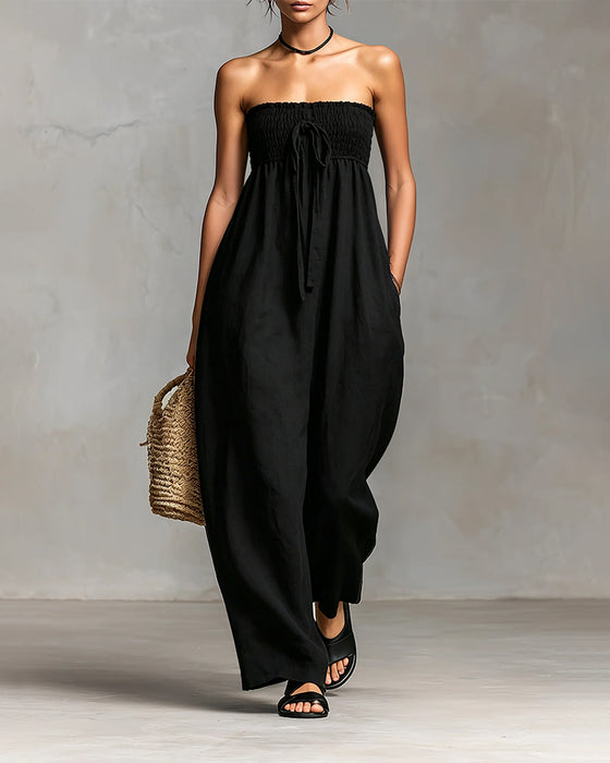 Casual Jumpsuit Effen Kleur Zonder Mouwen