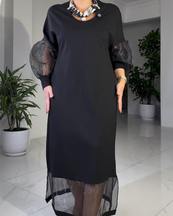 Jurk U-Hals Maas Patchwork Modieus