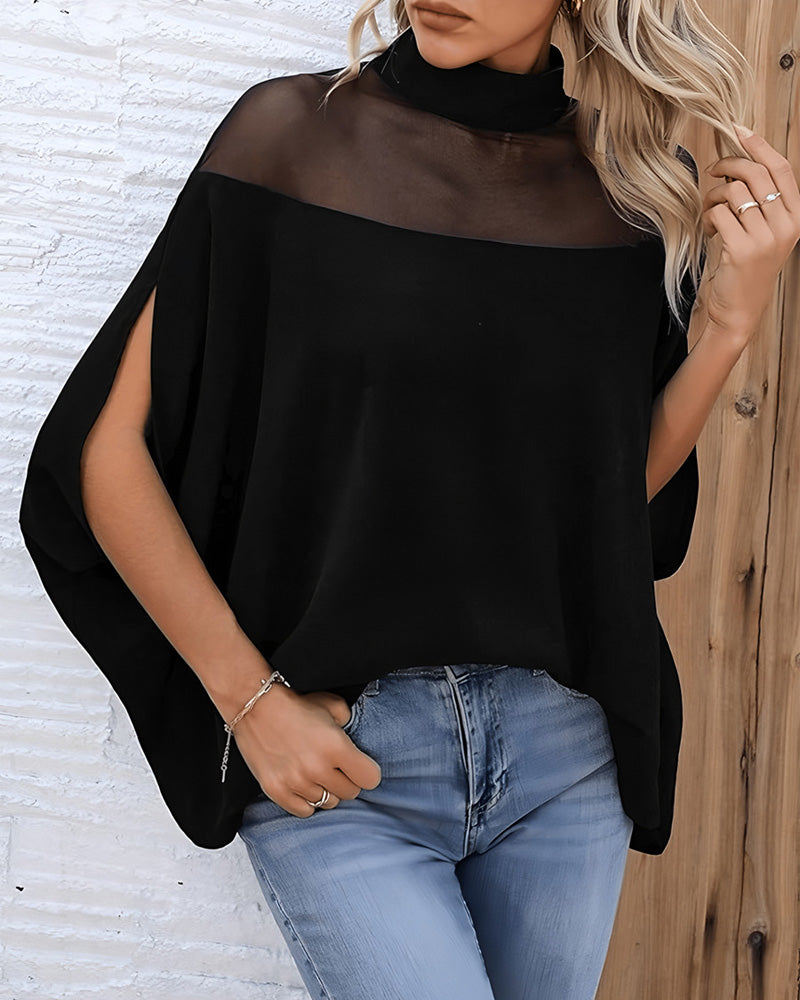 Blouse Doorzichtig Cold Shoulder Dolmanmouw