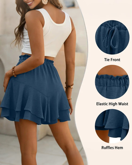 Shorts Dubbele Laag Ruffle Trekkoord