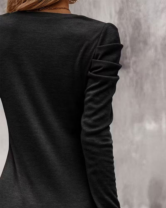 Jurk Elegante Pofmouw Ronde Hals