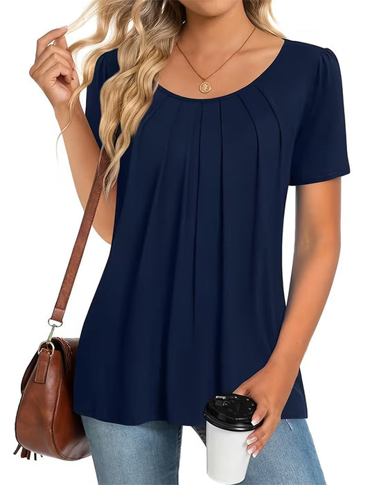 T-Shirt Geplooid Casual Korte Mouw