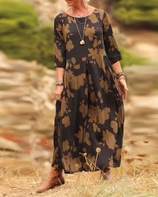 Jurk temperament retro bedrukt