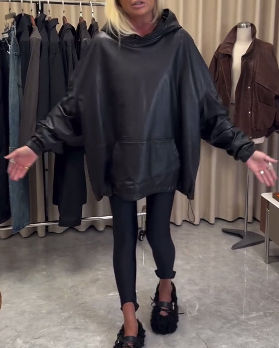 Losse Hoodie Van Pu-Leer