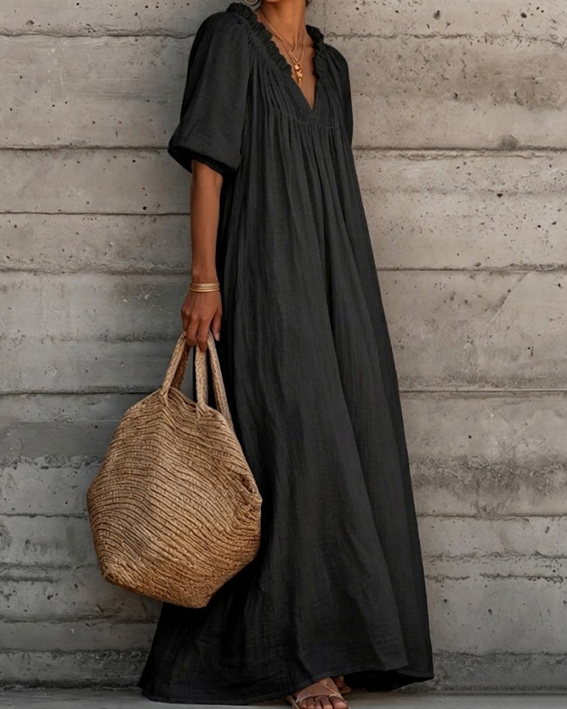 Jurk Puur Wit Ballon Mouw Volle Rok Maxi