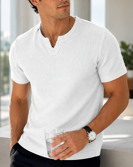 Heren T-Shirt Met Wafelpatroon Casual