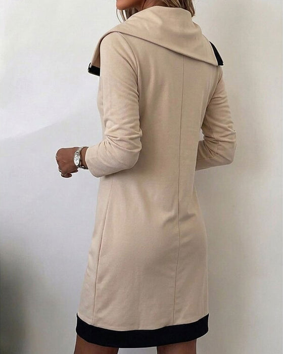 Jurk Schuine Rits Kraag Recht