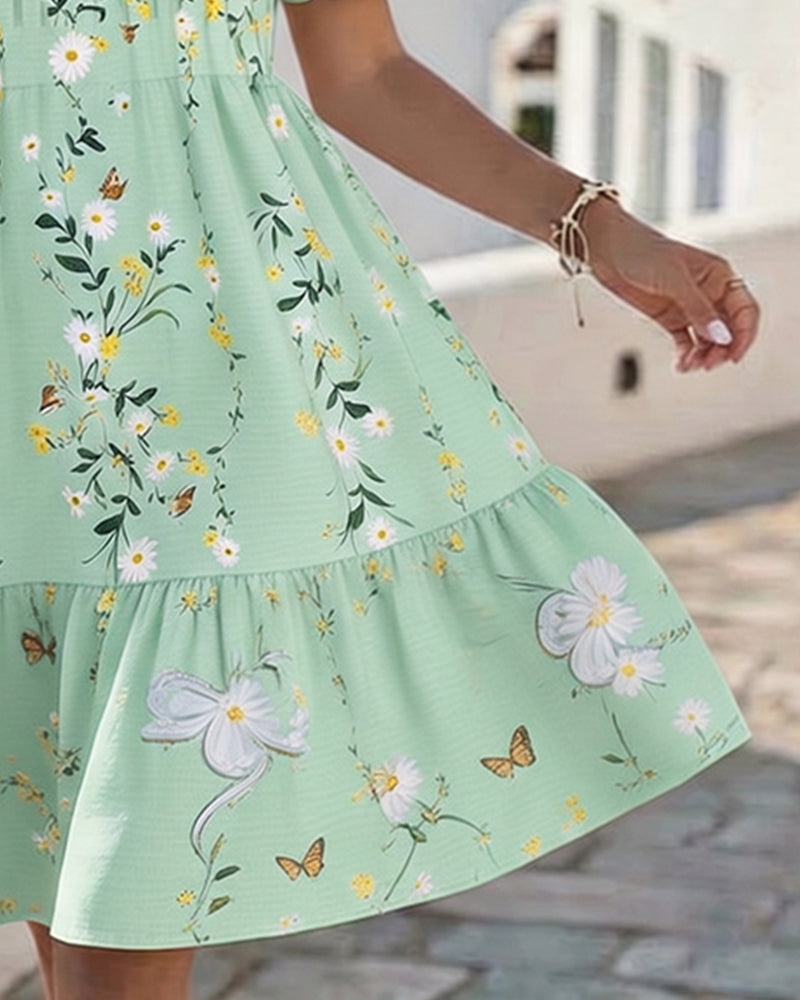 Jurk Daisy Kant Korte Mouw Vakantie