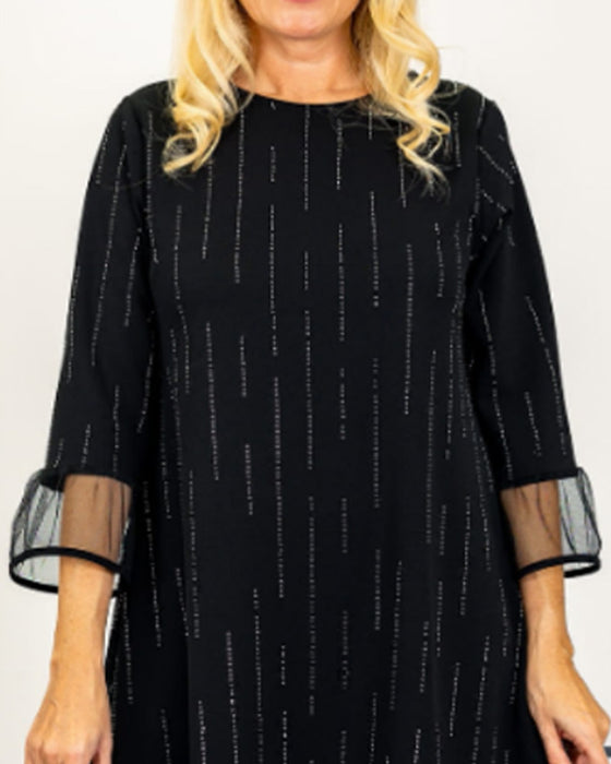 Jurk Gaas Panelen Ronde Hals