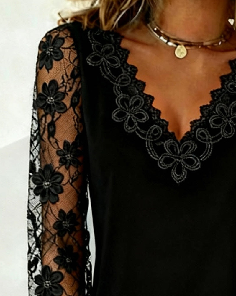 Stijlvolle Langmouwige Top Met V-Hals