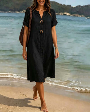 Casual Jurk V-Hals Effen Kleur