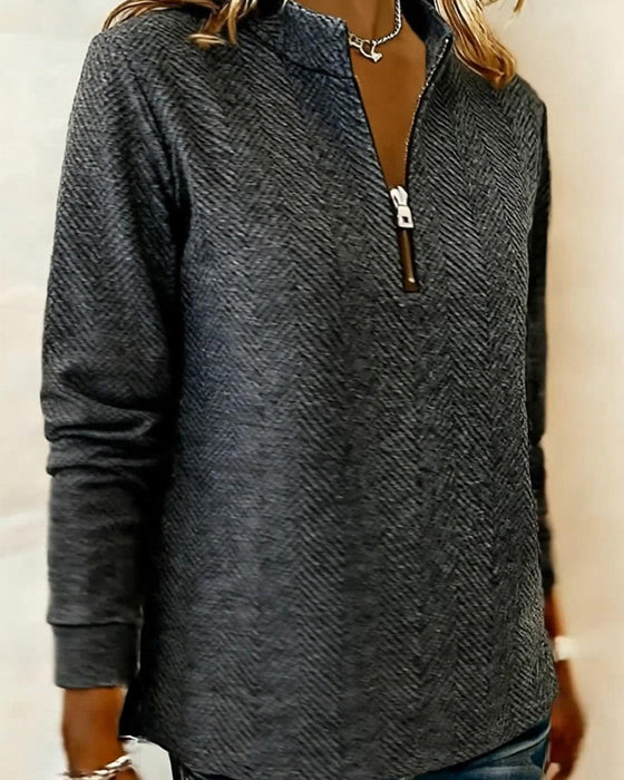 Sweater Staande Kraag Rits Casual