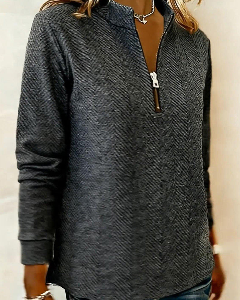 Sweater Staande Kraag Rits Casual