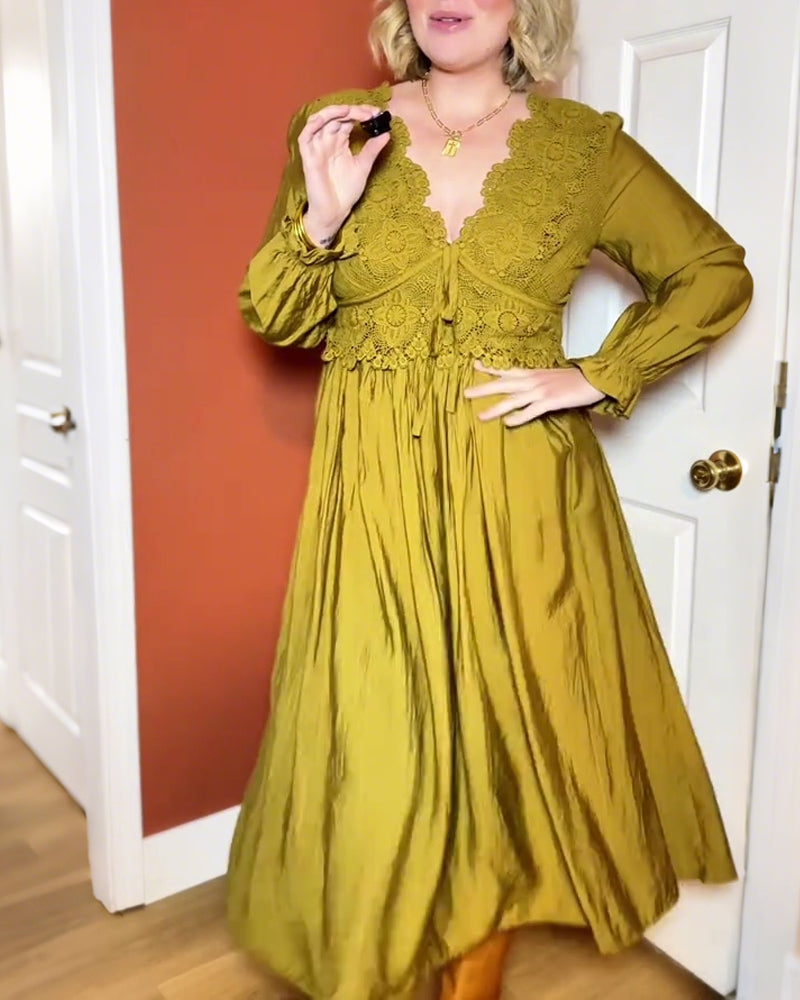 Elegante jurk met v-hals en kant