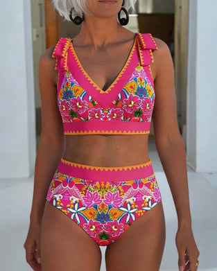 Bikini Etnisch Bloemen V-Hals