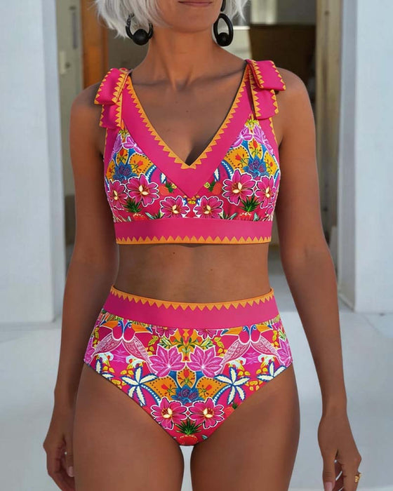 Bikini Etnisch Bloemen V-Hals