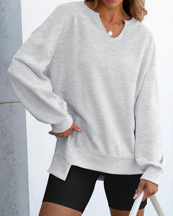 Sweater Kleine V-Hals Ruim Casual Lange Mouwen