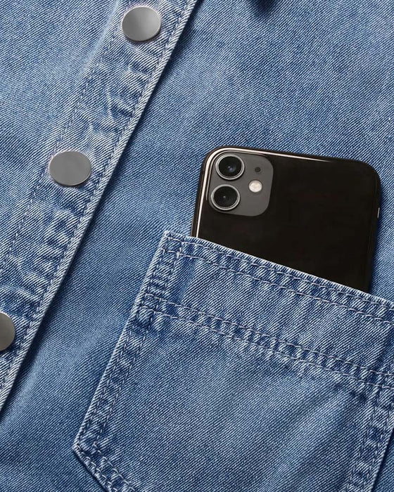 Overhemd Drukknoop Denim Lantaarn Mouw Los