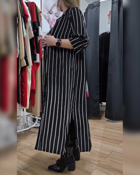 Jas Shirt Kraag Knoop Streep Split