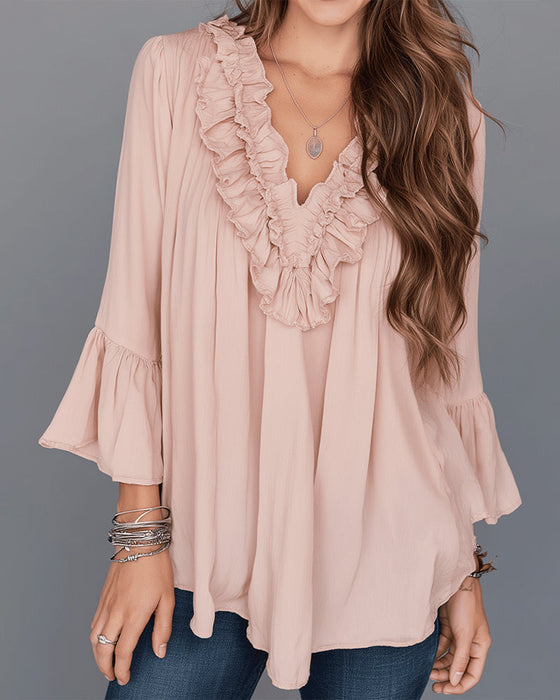 Blouse Elegante V-Hals Ruffle