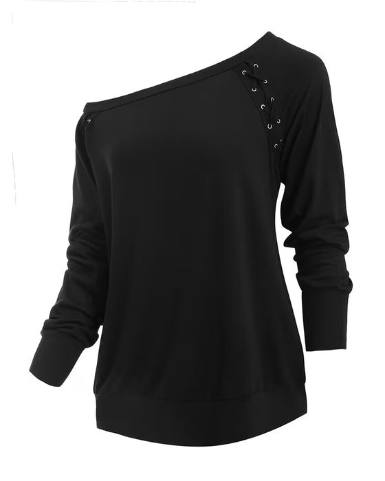 Blouse Stijlvol Een-Schouder Strik