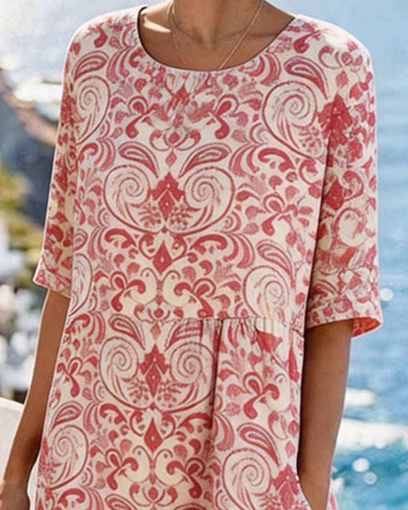 Jurk Vintage Middellange Mouw Resort