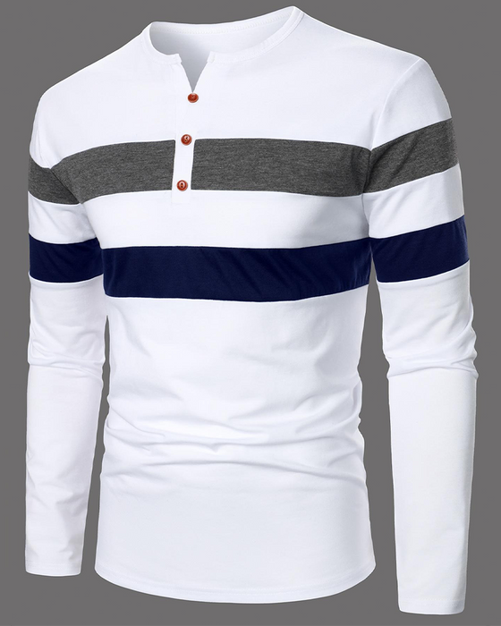 T-Shirt Rondhals Gestreept Lange Mouw Heren