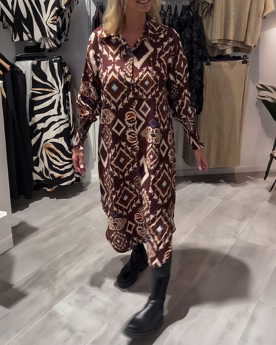 Jurk Met Overhemd In Diamantprint