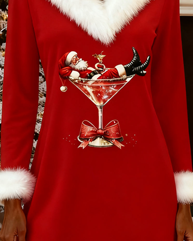 Jurk Bontkraag Kerst Print