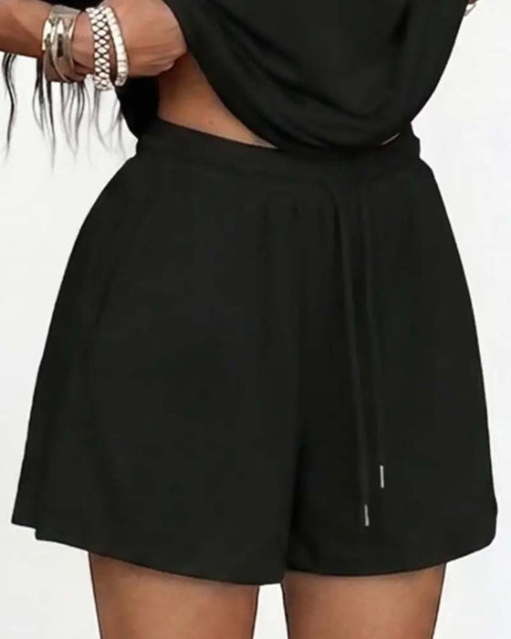 Set Een-Schouder Vleermuismouw Los Shorts