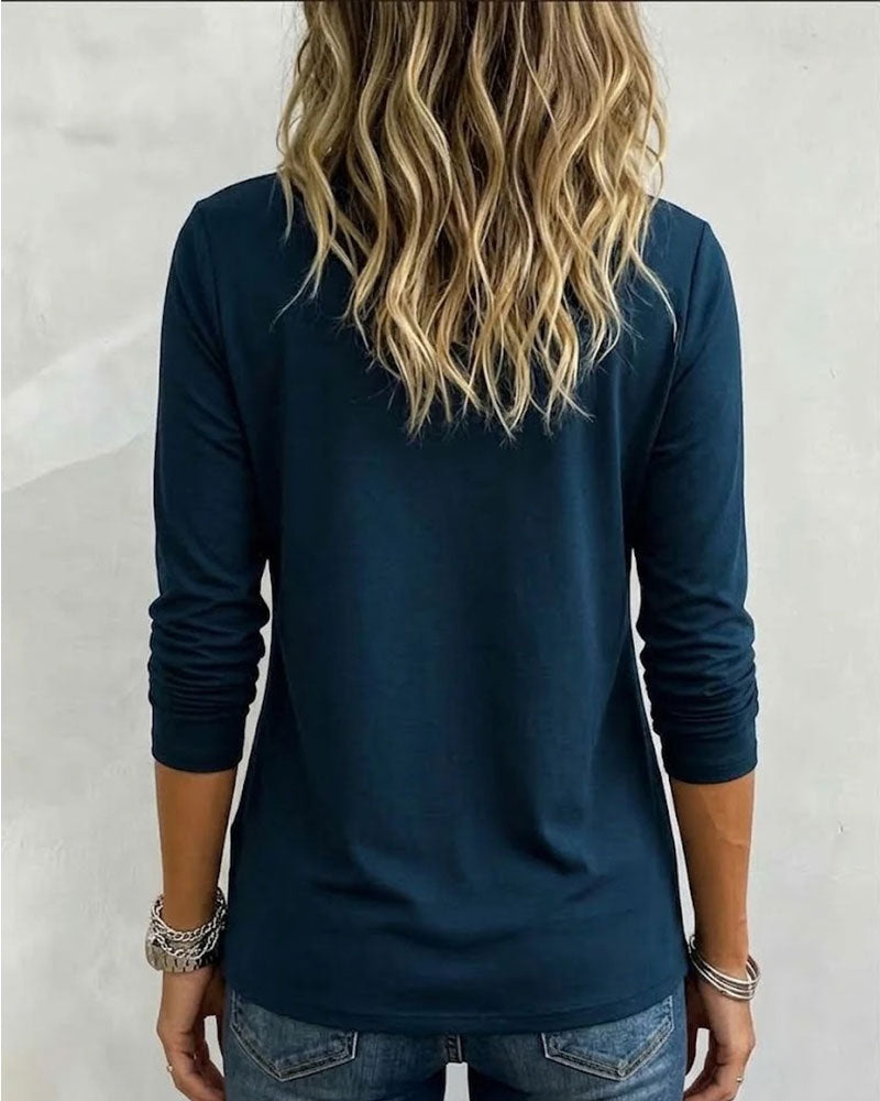 Top V-Hals Cross Over Holle Lange Mouw