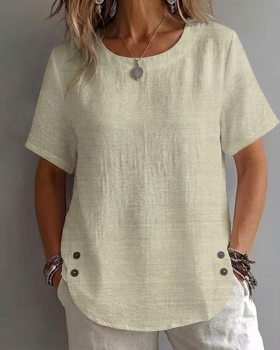 T-Shirt Ronde Hals Effen Eenvoudig 100% Katoen