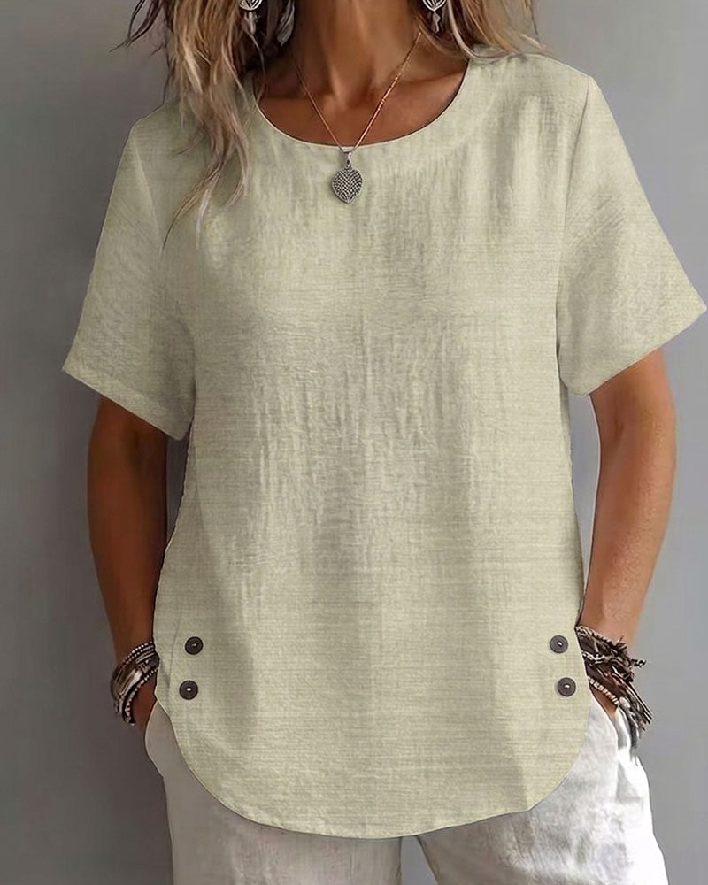 T-Shirt Ronde Hals Effen Eenvoudig 100% Katoen