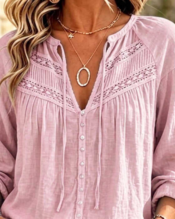 Blouse Casual Hollow Out Kant