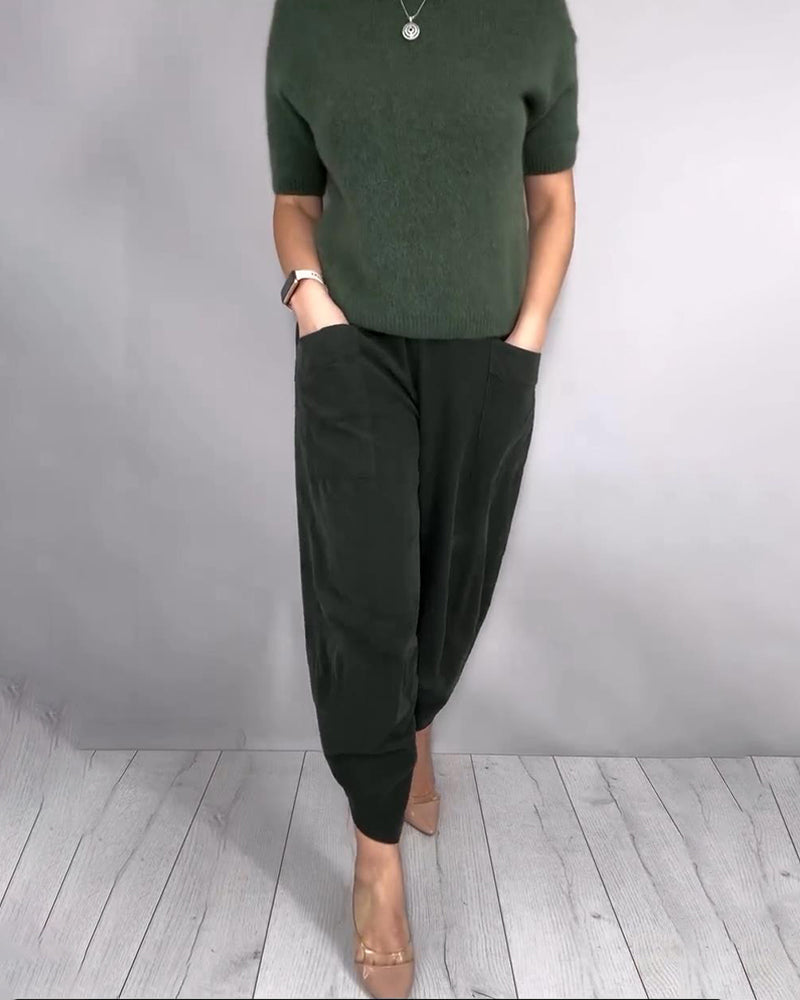 Broek Modieus Elastische Taille En Zakken