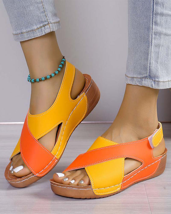 Sandal Kleurblok Sleehak Casual