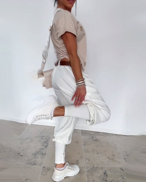 Broek Modieus Effen Kleur Kort
