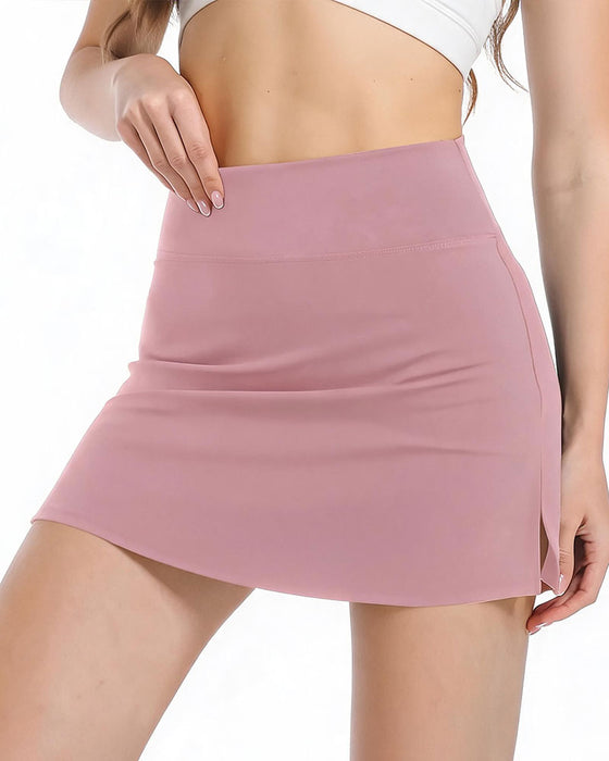 Rok Hoge Taille Rechte Split Mini Sport Kort
