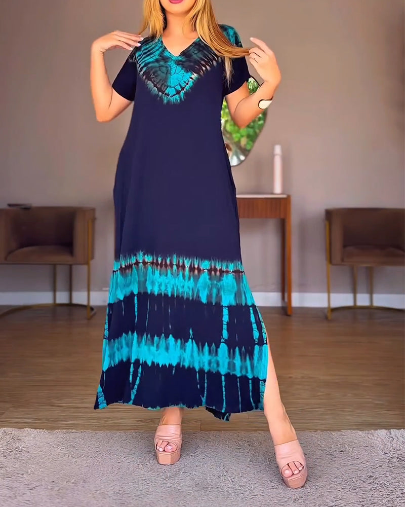 Jurk V-Hals Plaatsing Print