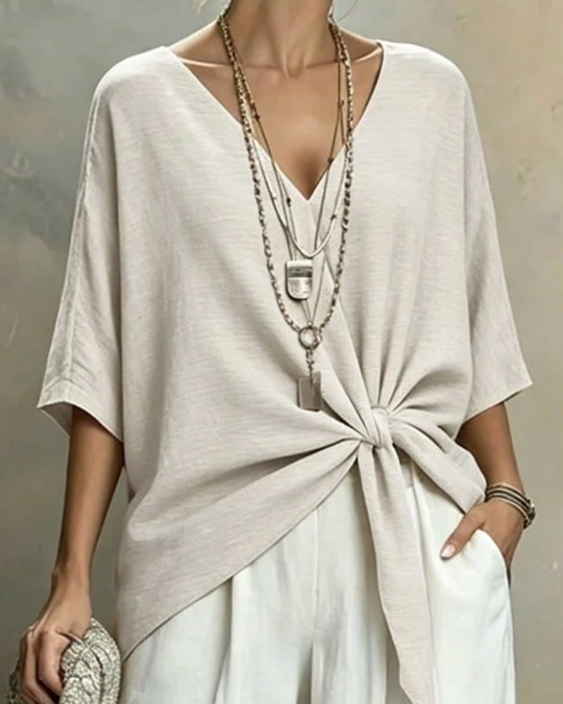 Blouse V-Hals Vleermuis Mouw
