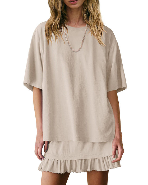 Tweedelige Set Ronde Hals Effen Kleur